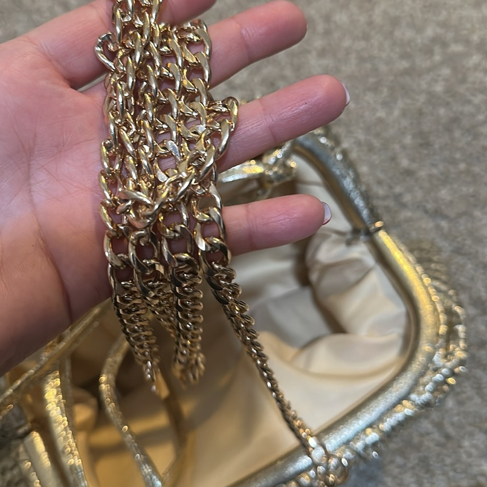 Maeve Metallic Gold Mesh Crossbody Bag - Picture 8 of 8